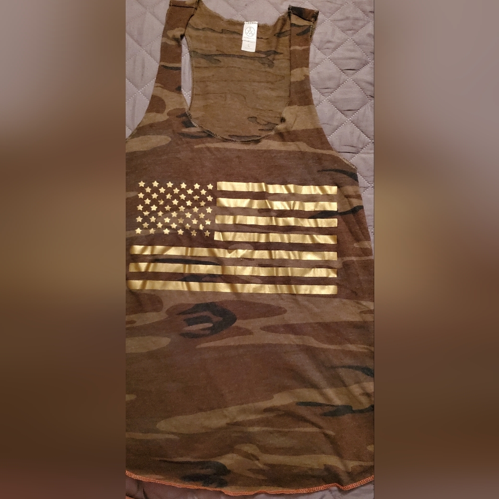 Never worn American Flag Camo Tank top